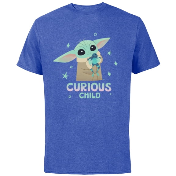 Star Wars The Mandalorian Grogu with Frog Curious Child - Short Sleeve Cotton T-Shirt for Adults - Customized-Royal Heather