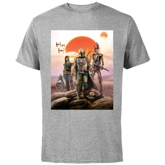 Star Wars The Mandalorian Group Poster - Short Sleeve Cotton T-Shirt for Adults - Customized-Athletic Heather