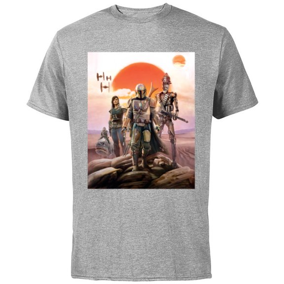 Star Wars The Mandalorian Group Poster - Short Sleeve Cotton T-Shirt for Adults - Customized-Athletic Heather