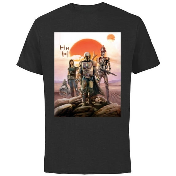 Star Wars The Mandalorian Group Poster - Short Sleeve Cotton T-Shirt for Adults - Customized-Black