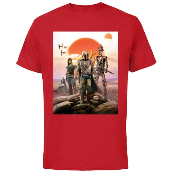 Star Wars The Mandalorian Group Poster - Short Sleeve Cotton T-Shirt for Adults - Customized-Red