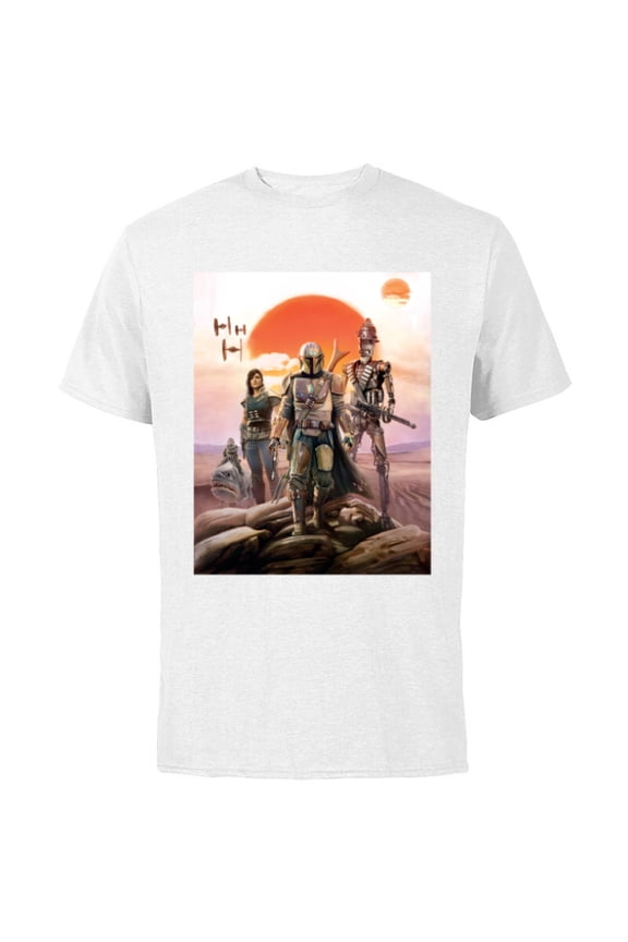 The Mandalorian Group Poster - Short Sleeve Cotton T-Shirt for Adults - Customized-White
