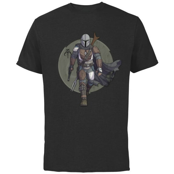Star Wars The Mandalorian Hero Pose - Short Sleeve Cotton T-Shirt for Adults - Customized-Black