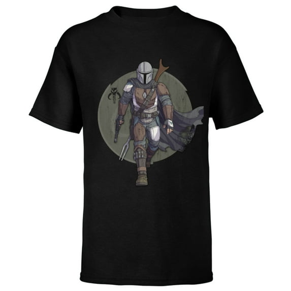 Star Wars The Mandalorian Hero Pose - Short Sleeve T-Shirt for Kids - Customized-Black
