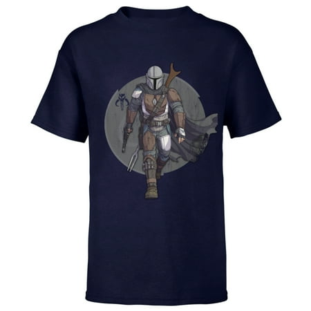 Star Wars The Mandalorian Hero Pose - Short Sleeve T-Shirt for Kids - Customized-Navy
