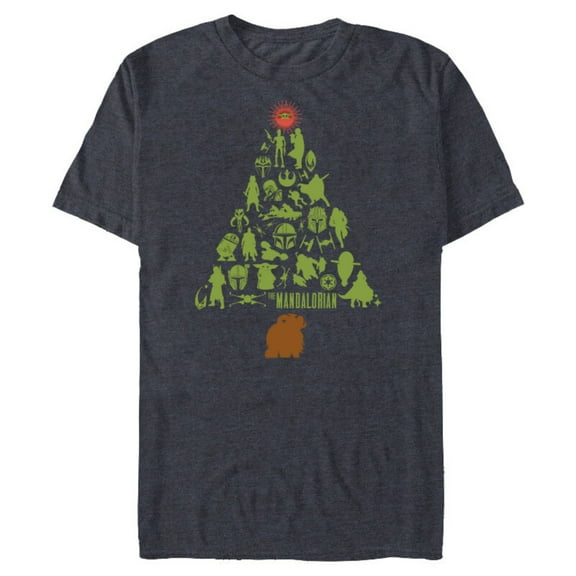 Star Wars The Mandalorian Holiday Christmas Tree Standard - Short Sleeve Blended T-Shirt for Adults – Customized-Navy Heather
