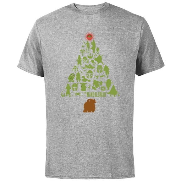 Star Wars The Mandalorian Holiday Christmas Tree Standard - Short Sleeve Cotton T-Shirt for Adults - Customized-Athletic Heather