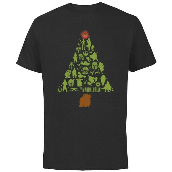 Star Wars The Mandalorian Holiday Christmas Tree Standard - Short Sleeve Cotton T-Shirt for Adults - Customized-Black