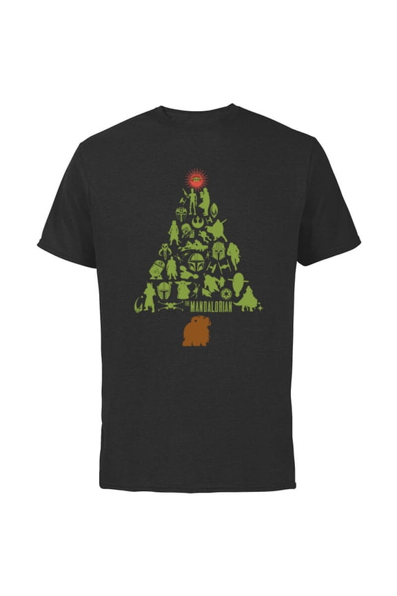 The Mandalorian Holiday Christmas Tree Standard - Short Sleeve Cotton T-Shirt for Adults - Customized-Black