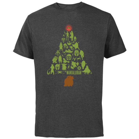 Star Wars The Mandalorian Holiday Christmas Tree Standard - Short Sleeve Cotton T-Shirt for Adults - Customized-Charcoal