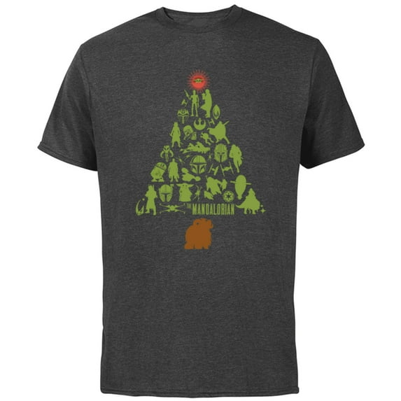Star Wars The Mandalorian Holiday Christmas Tree Standard - Short Sleeve Cotton T-Shirt for Adults - Customized-Charcoal