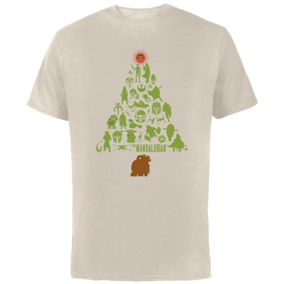 Star Wars The Mandalorian Holiday Christmas Tree Standard - Short Sleeve Cotton T-Shirt for Adults - Customized-Natural