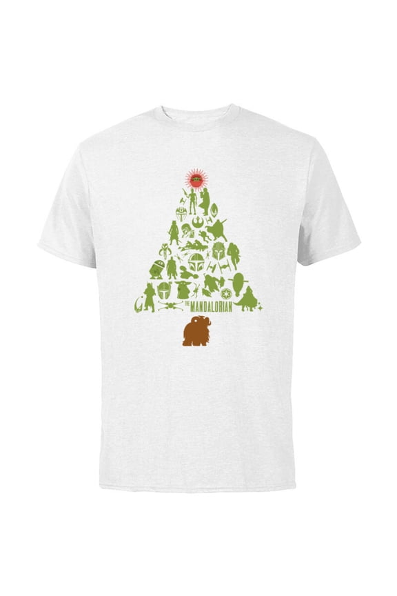 The Mandalorian Holiday Christmas Tree Standard - Short Sleeve Cotton T-Shirt for Adults - Customized-White