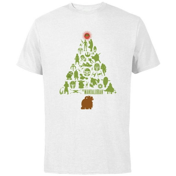 Star Wars The Mandalorian Holiday Christmas Tree Standard - Short Sleeve Cotton T-Shirt for Adults - Customized-White
