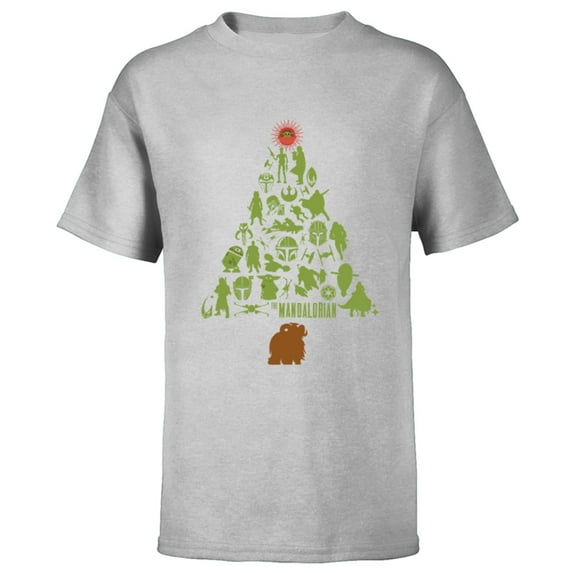 Star Wars The Mandalorian Holiday Christmas Tree Standard - Short Sleeve T-Shirt for Kids – Customized-Athletic Heather