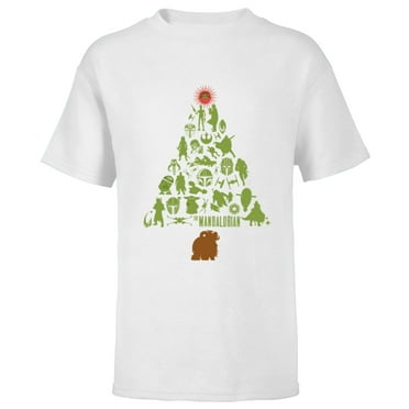 Star Wars The Mandalorian Holiday Christmas Tree Standard - Short Sleeve T-Shirt for Kids – Customized-White