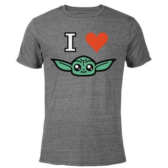 Star Wars The Mandalorian I Love Grogu - Short Sleeve Blended T-Shirt for Adults - Customized-Dark Heather