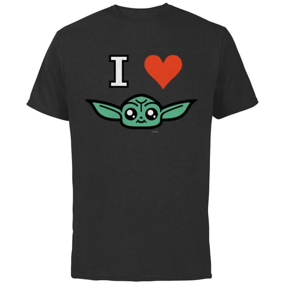 Star Wars The Mandalorian I Love Grogu - Short Sleeve Cotton T-Shirt for Adults - Customized-Black
