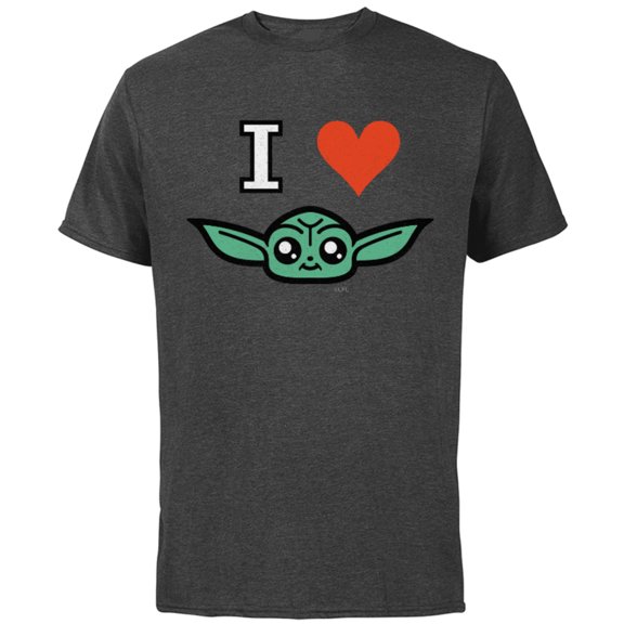 Star Wars The Mandalorian I Love Grogu - Short Sleeve Cotton T-Shirt for Adults - Customized-Charcoal