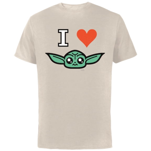 Star Wars The Mandalorian I Love Grogu - Short Sleeve Cotton T-Shirt for Adults - Customized-Natural