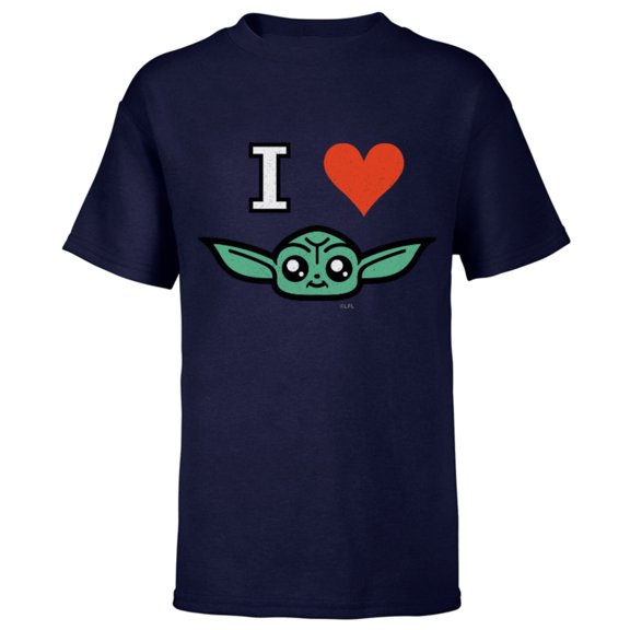 Star Wars The Mandalorian I Love Grogu - Short Sleeve T-Shirt for Kids - Customized-Navy