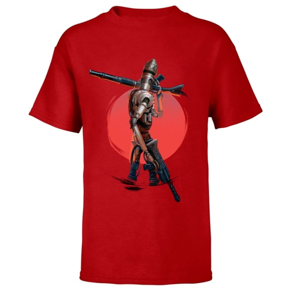 Star Wars The Mandalorian IG-11 Battle Ready - Short Sleeve T-Shirt for Kids - Customized-Red