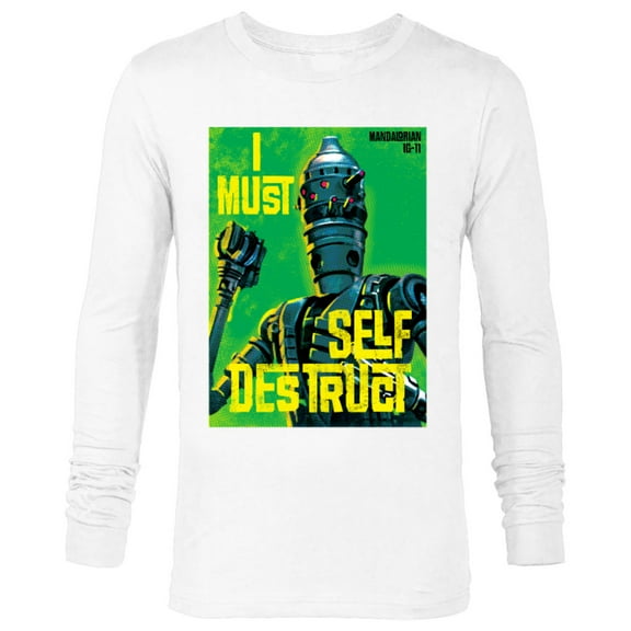 Star Wars The Mandalorian IG-11 I Must Self Destruct - Long Sleeve T-Shirt for Men - Customized-White