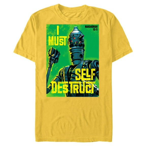 Star Wars The Mandalorian IG-11 I Must Self Destruct - Short Sleeve Blended T-Shirt for Adults - Customized-Yellow