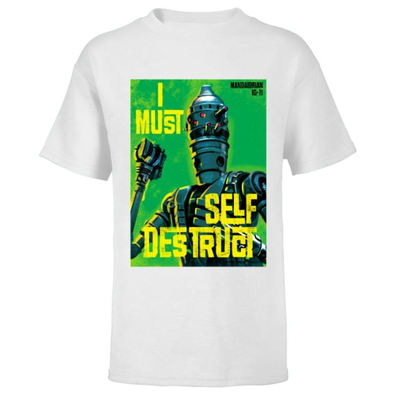 Star Wars The Mandalorian IG-11 I Must Self Destruct - Short Sleeve T-Shirt for Kids - Customized-White