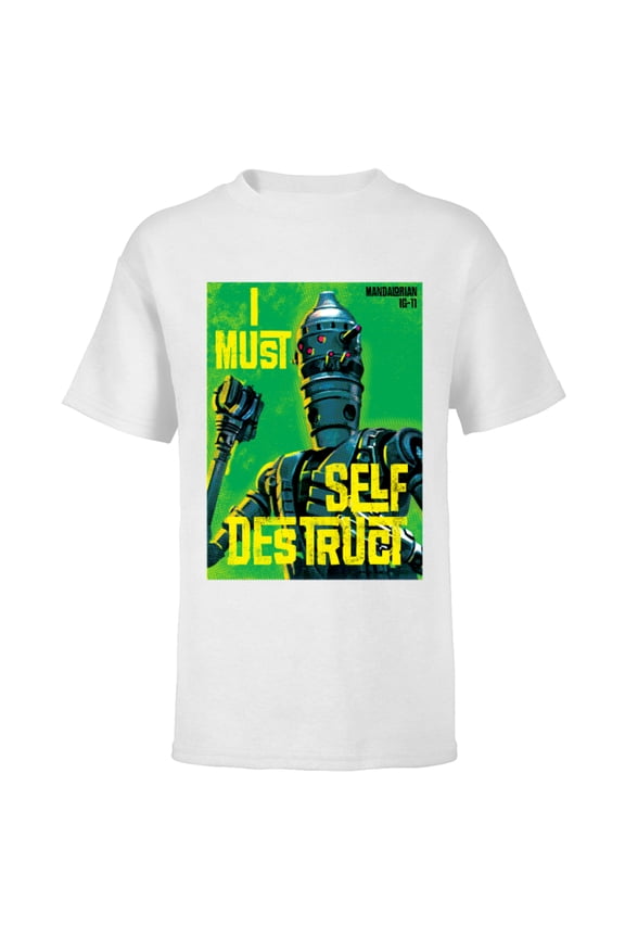 The Mandalorian IG-11 I Must Self Destruct - Short Sleeve T-Shirt for Kids - Customized-White