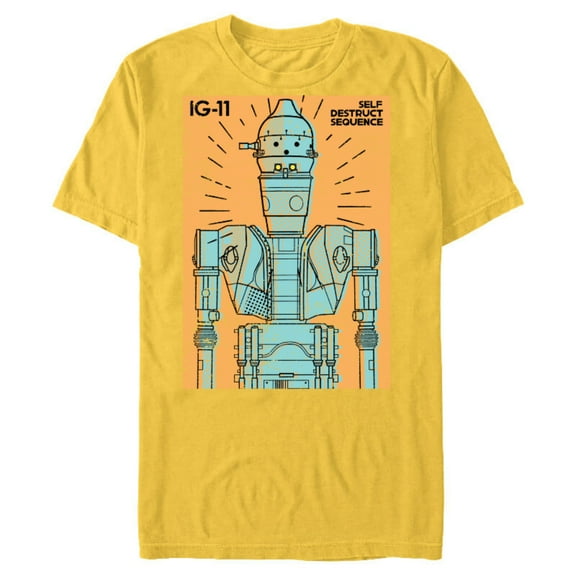 Star Wars The Mandalorian IG-11 Self Destruct Sequence - Short Sleeve Blended T-Shirt for Adults - Customized-Yellow