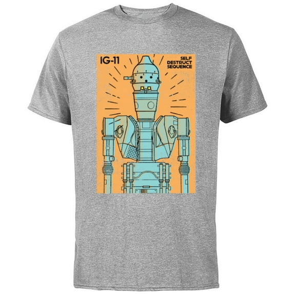 Star Wars The Mandalorian IG-11 Self Destruct Sequence - Short Sleeve Cotton T-Shirt for Adults - Customized-Athletic Heather