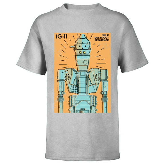 Star Wars The Mandalorian IG-11 Self Destruct Sequence - Short Sleeve T-Shirt for Kids - Customized-Athletic Heather