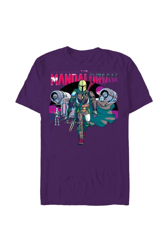 The Mandalorian IG-88 Neon Poster - Short Sleeve Blended T-Shirt for Adults - Customized-Purple
