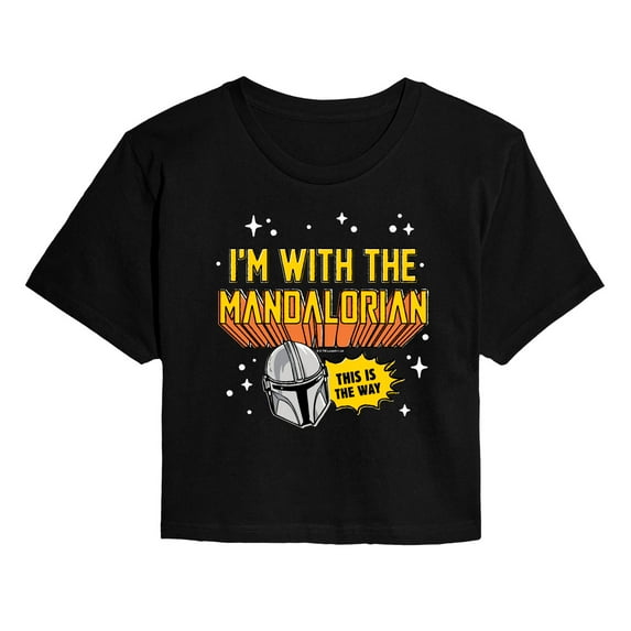Star Wars - The Mandalorian Im With Mando - Juniors Cropped Short Sleeve Graphic T-Shirt