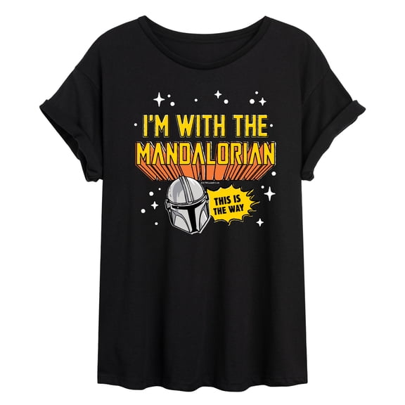 Star Wars - The Mandalorian Im With Mando  - Womens Oversized Graphic T-Shirt