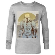 STAR WARS The Mandalorian Line Art Poster - Long Sleeve T-Shirt for Men - Customized-Athletic Heather