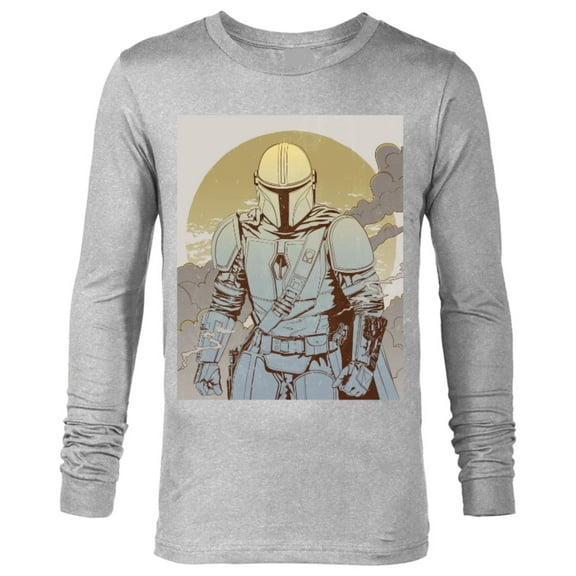 Star Wars The Mandalorian Line Art Poster - Long Sleeve T-Shirt for Men - Customized-Athletic Heather