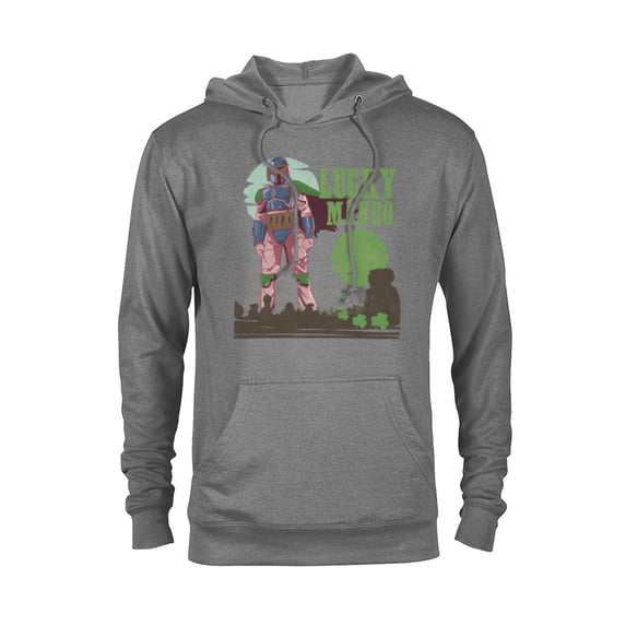 Star Wars The Mandalorian Lucky Mando St. Patrick’s Day - Pullover Hoodie for Adults - Customized-Graphite Heather