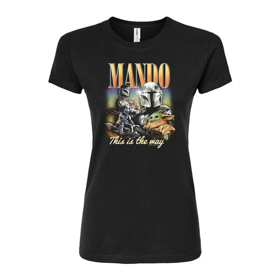 Star Wars - The Mandalorian Mando Bootleg  - Juniors Fitted Short Sleeve Graphic T-Shirt