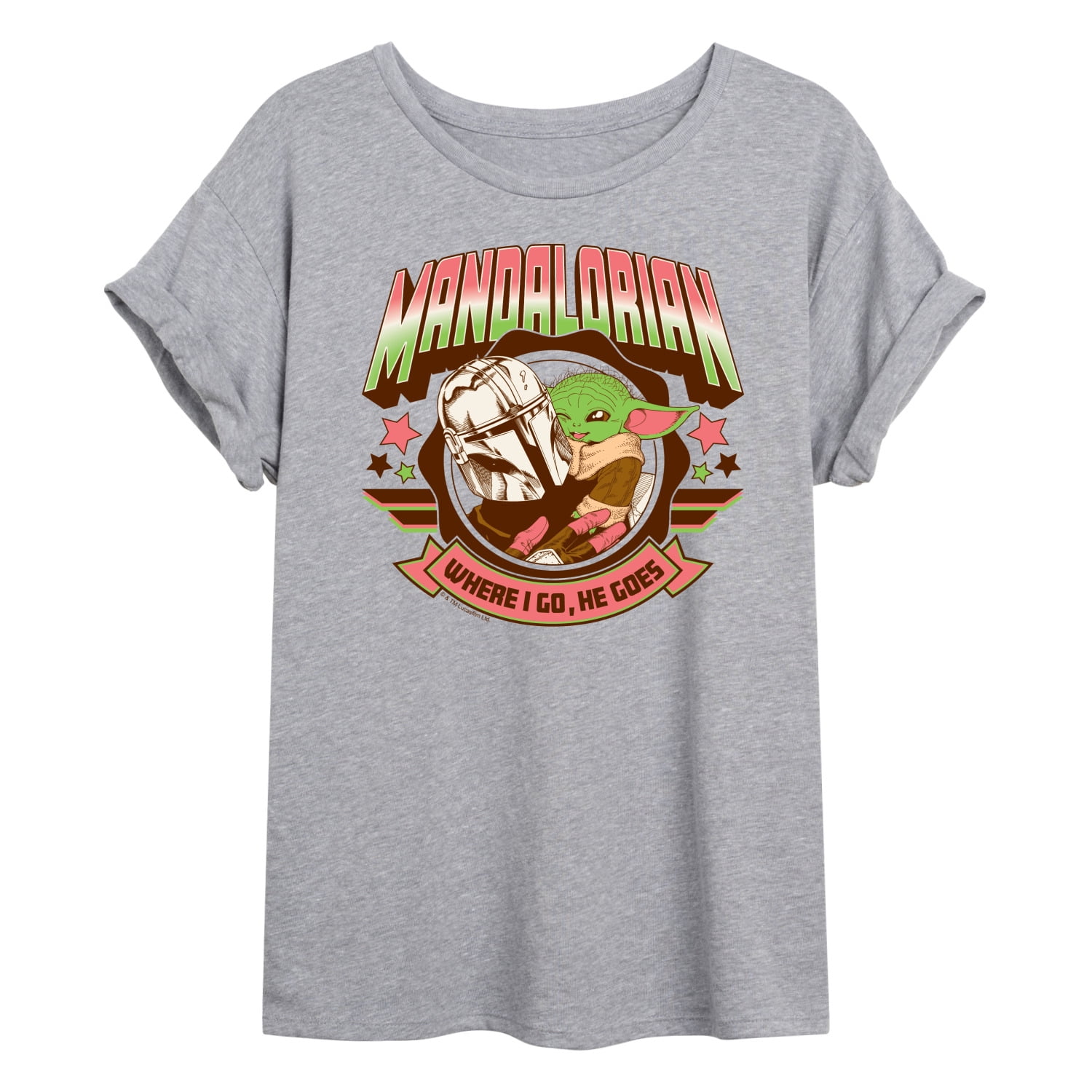Star Wars - The Mandalorian Mando Collegiate - Womens Oversized Graphic ...