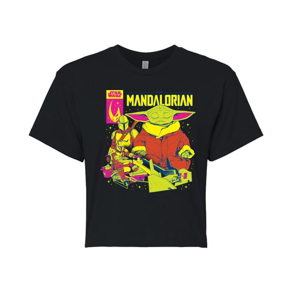 Star Wars - The Mandalorian Mando Cover - Juniors Cropped Short Sleeve Graphic T-Shirt