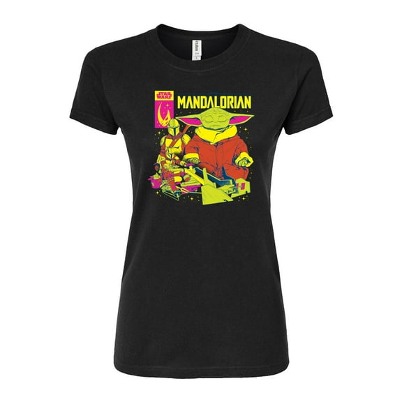 Star Wars - The Mandalorian Mando Cover - Juniors Fitted Short Sleeve Graphic T-Shirt