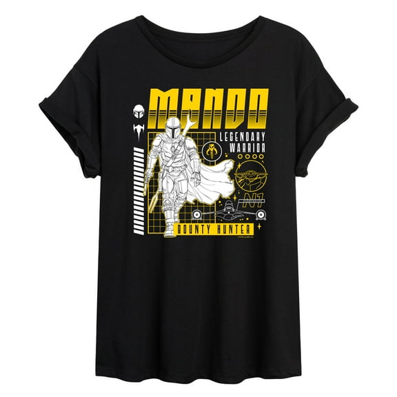 Star Wars - The Mandalorian Mando Dark Digital  - Womens Oversized Graphic T-Shirt
