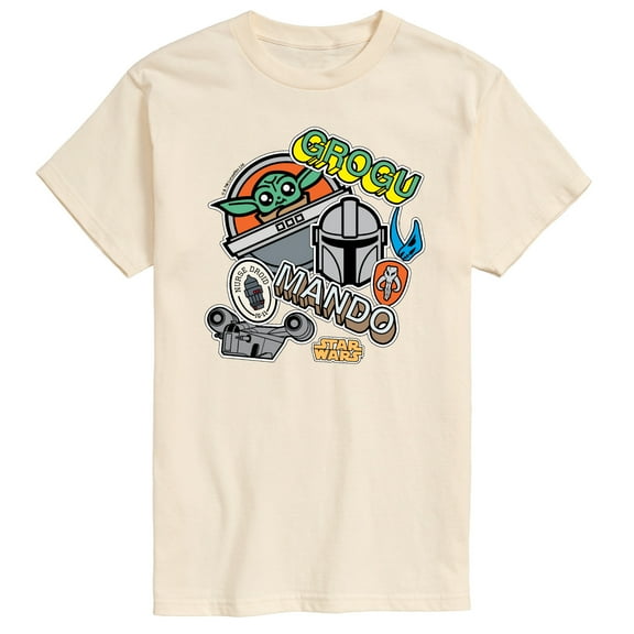 Star Wars - The Mandalorian Mando Grogu Stickers - Men's Short Sleeve Graphic T-Shirt