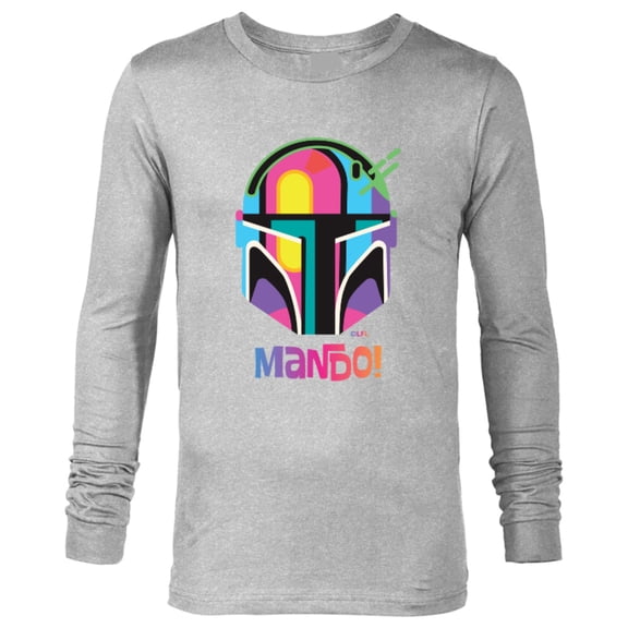 Star Wars The Mandalorian Mando Helmet Neon - Long Sleeve T-Shirt for Men - Customized-Athletic Heather