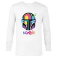 thumbnail image 1 of Star Wars The Mandalorian Mando Helmet Neon - Long Sleeve T-Shirt for Men - Customized-White, 1 of 5