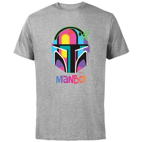 Star Wars The Mandalorian Mando Helmet Neon - Short Sleeve Cotton T-Shirt for Adults - Customized-Athletic Heather
