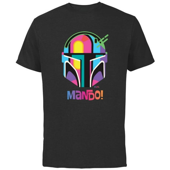 Star Wars The Mandalorian Mando Helmet Neon - Short Sleeve Cotton T-Shirt for Adults - Customized-Black