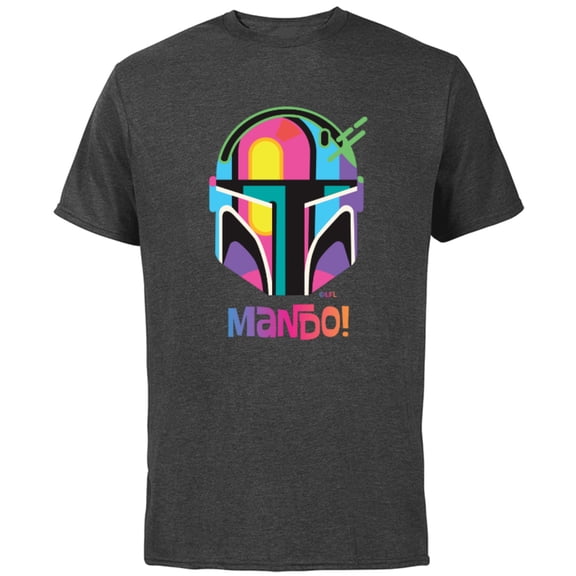 Star Wars The Mandalorian Mando Helmet Neon - Short Sleeve Cotton T-Shirt for Adults - Customized-Charcoal